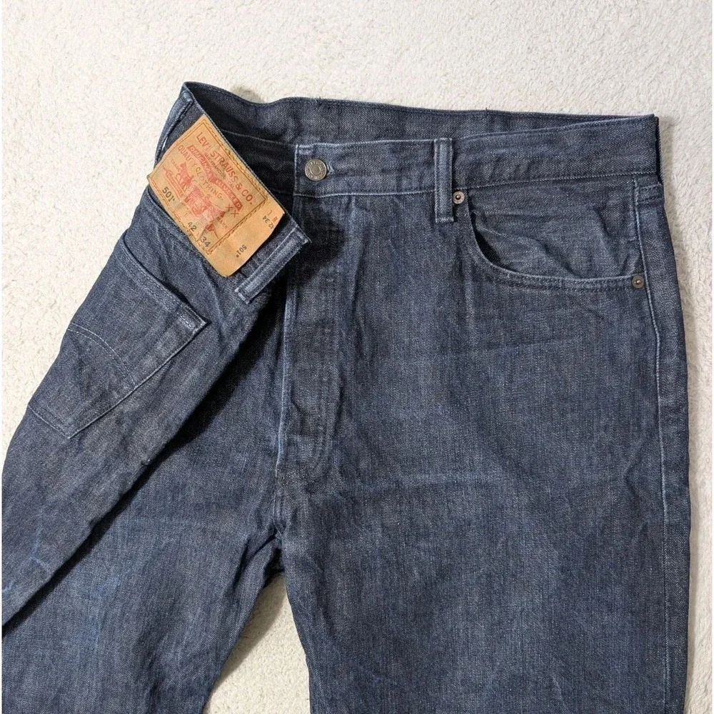 Levis‎ 501 Jeans Mens 42x31 Straight Leg Button Fly Classic Denim Tag 42x34 Dark